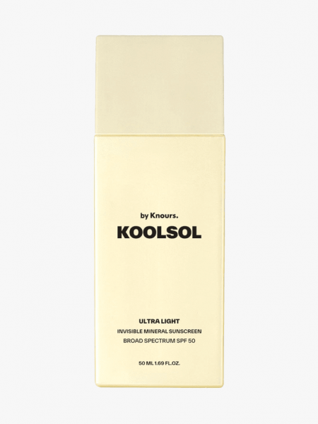 Koolsol by Knours Ultra Light Invisible Mineral Sunscreen SPF 50 in branded component on a light gray background